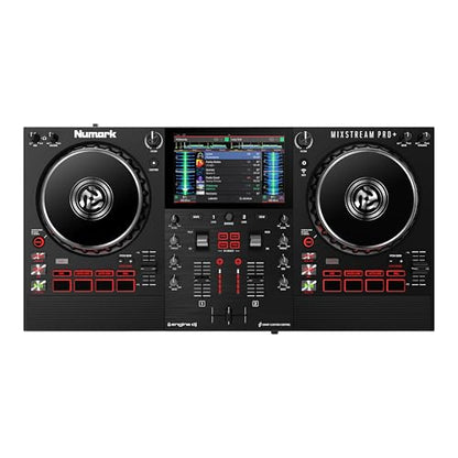 Numark Mixstream Pro+ DJ Controller with Stem Separation, 2 Decks, Wi-Fi Streaming, Mixer, 7" Touchscreen, Speakers, works with Serato and Virtual DJ