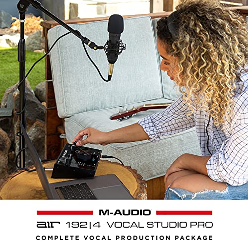 M-Audio USB C Audio Interface, XLR Condenser Microphone and Studio Headphones for Recording, Podcasting, Streaming with HD Sound - AIR192x4VSPro
