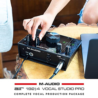 M-Audio USB C Audio Interface, XLR Condenser Microphone and Studio Headphones for Recording, Podcasting, Streaming with HD Sound - AIR192x4VSPro