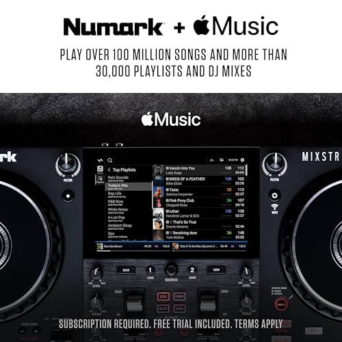 Numark Mixstream Pro+ DJ Controller with Stem Separation, 2 Decks, Wi-Fi Streaming, Mixer, 7" Touchscreen, Speakers, works with Serato and Virtual DJ