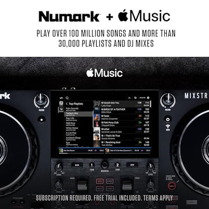 Numark Mixstream Pro+ DJ Controller with Stem Separation, 2 Decks, Wi-Fi Streaming, Mixer, 7" Touchscreen, Speakers, works with Serato and Virtual DJ