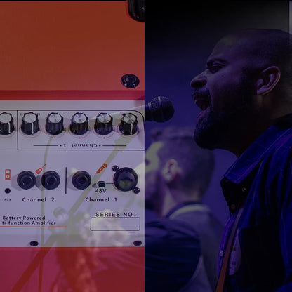 Coolmusic BP80 100 W Outdoor Bluetooth Amplifier with Rechargeable Battery, Aux Input, 48V fantasy power supply supports condenser microphone, Busking amp