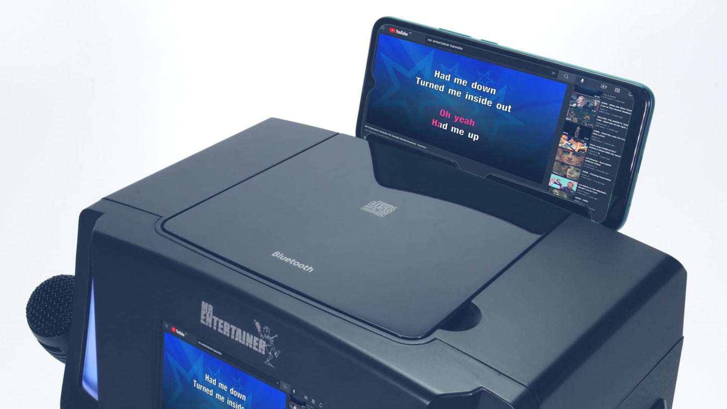 Groovebox Bluetooth CDG Karaoke Machine. Built in Screen & Disco Lights. Includes Songs & Microphones (Wireless Microphones + 200 Songs)