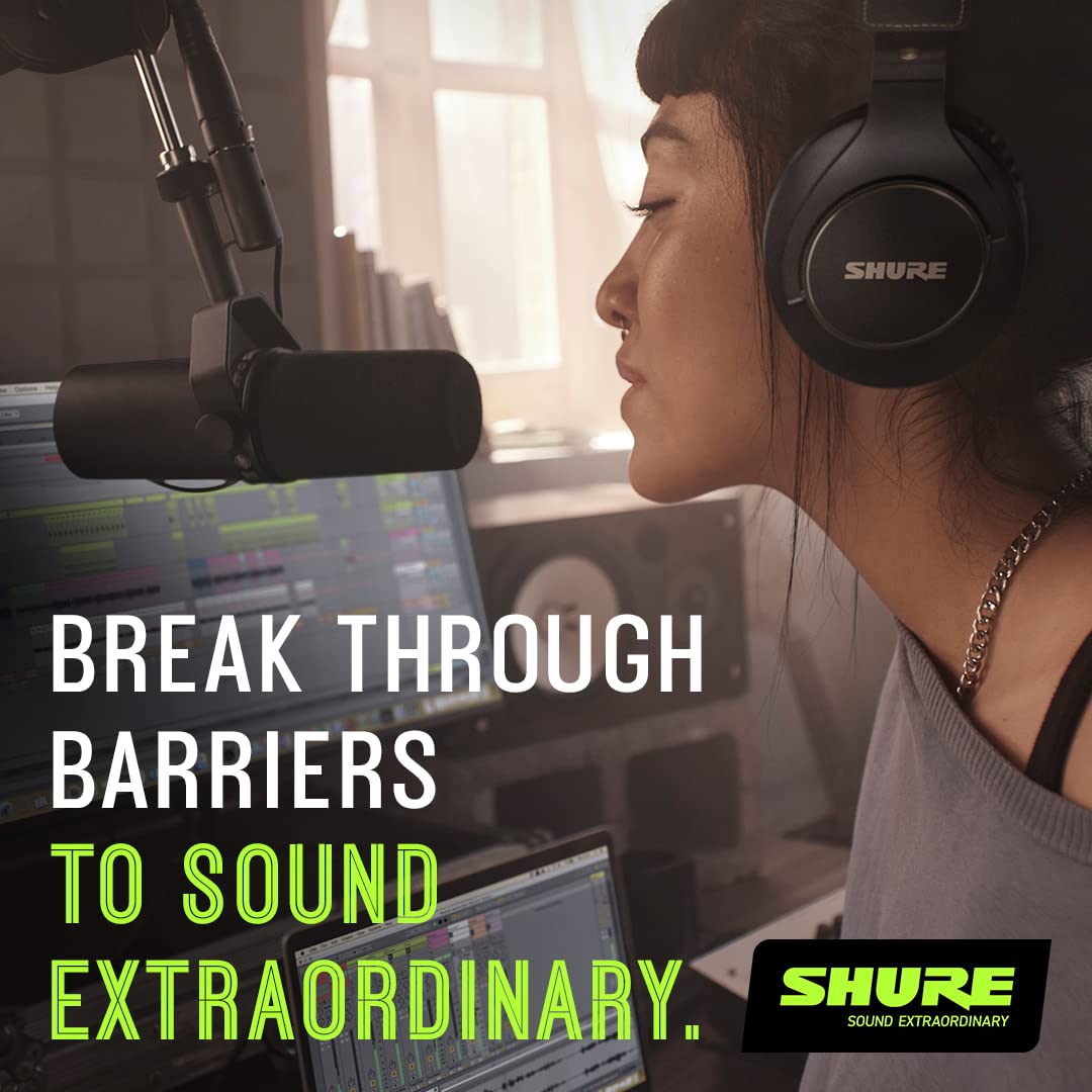 Shure SM7B Vocal Dynamic Microphone Broadcast, Podcast & Recording, XLR Studio Mic Music & Speech, Wide-Range Frequency, Warm & Smooth Sound, Rugged Construction, Detachable Windscreen - Black