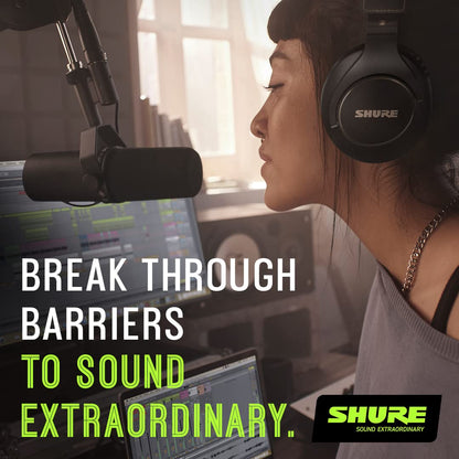 Shure SM7B Vocal Dynamic Microphone Broadcast, Podcast & Recording, XLR Studio Mic Music & Speech, Wide-Range Frequency, Warm & Smooth Sound, Rugged Construction, Detachable Windscreen - Black