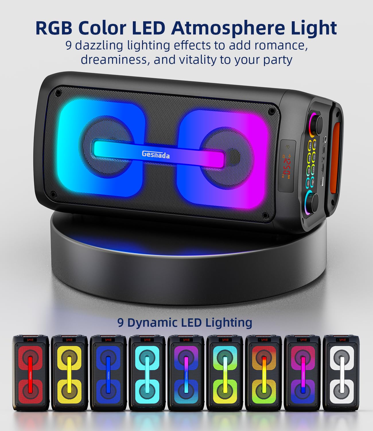 Karaoke Machine for Adults with 2 Wireless Microphones, Portable Bluetooth Speaker PA System with Dicso Lights for Big Pary, Stage Subwoofers, Outdoor, for Family, Music Lover