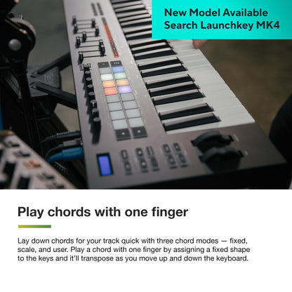 Novation Launchkey 49 [MK3] MIDI Keyboard Controller — Seamless Ableton Live Integration. Chord Mode, Scale Mode, and Arpeggiator. All the software you need for Music Production.