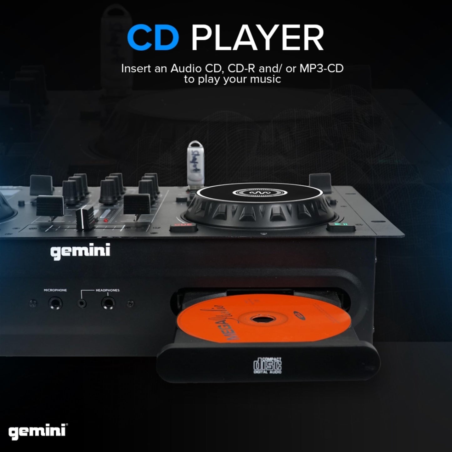 Gemini Sound Cdm-4000Bt Stand Alone Bluetooth Streaming Professional Dj Dual Deck Media Player Mixer Cd/Cdr USB Playback 2 Band EQualizer Manual Looping Sensitive Jog Wheels, Xlr Output, Anti-Shock