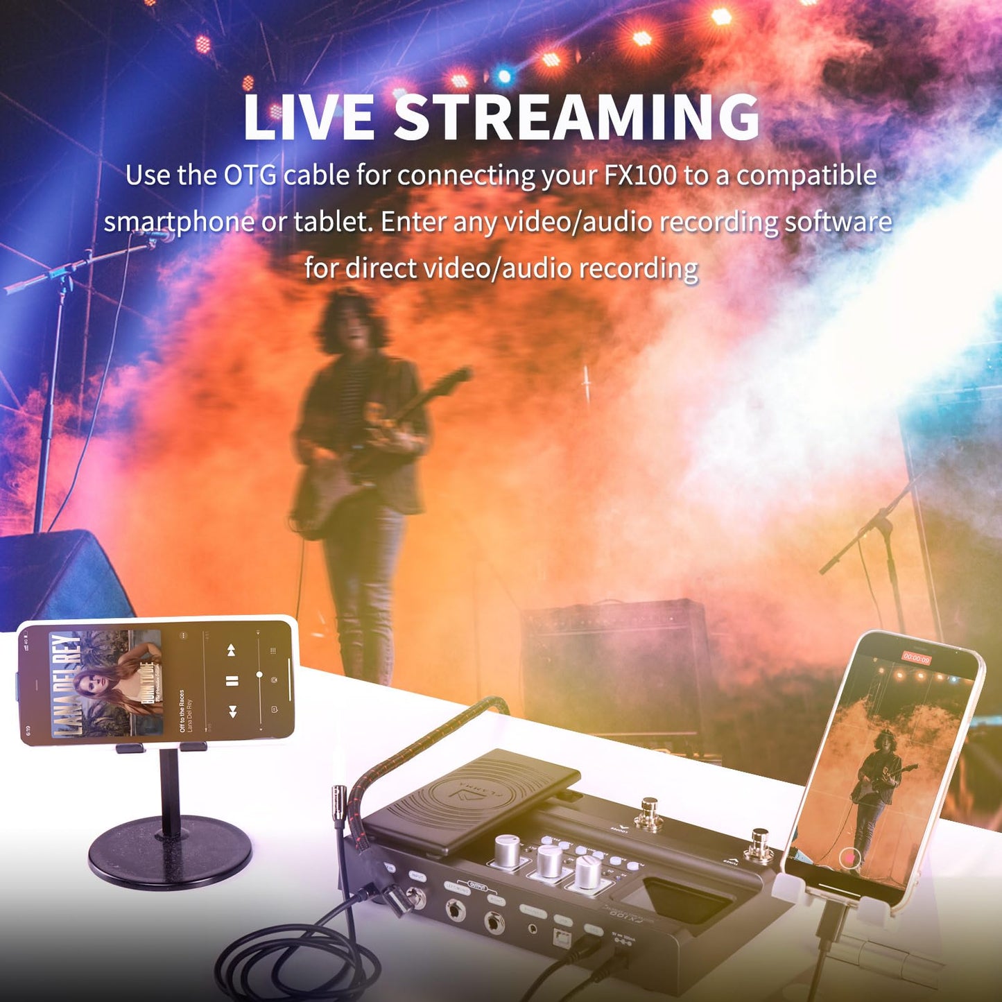 LAMMA FX100 Guitar Pedal Multi-Effects Processor with Looper Amp Modeling 151 Built-In Effects 200 Presets Expression Pedal 3rd Party IR Headphone OTG for Performance Practice Live Streaming