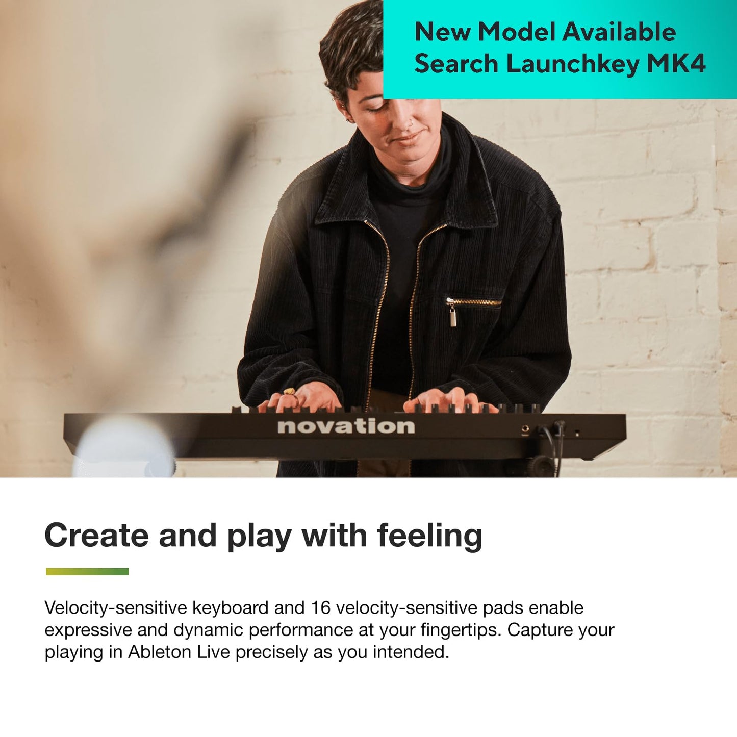 Novation Launchkey 49 [MK3] MIDI Keyboard Controller — Seamless Ableton Live Integration. Chord Mode, Scale Mode, and Arpeggiator. All the software you need for Music Production.
