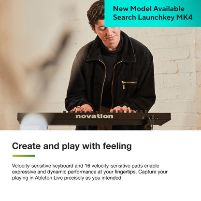 Novation Launchkey 49 [MK3] MIDI Keyboard Controller — Seamless Ableton Live Integration. Chord Mode, Scale Mode, and Arpeggiator. All the software you need for Music Production.