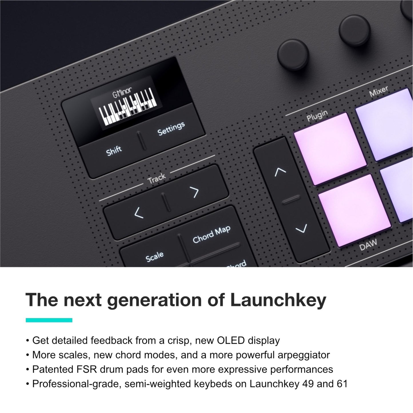 Novation Launchkey 37 [MK4] — Compact 37 Key, USB, MIDI Keyboard Controller with DAW Integration. Chord Mode, Scale Mode, 8 Drum Pads, and Arpeggiator — Includes Software Bundle for Music Production