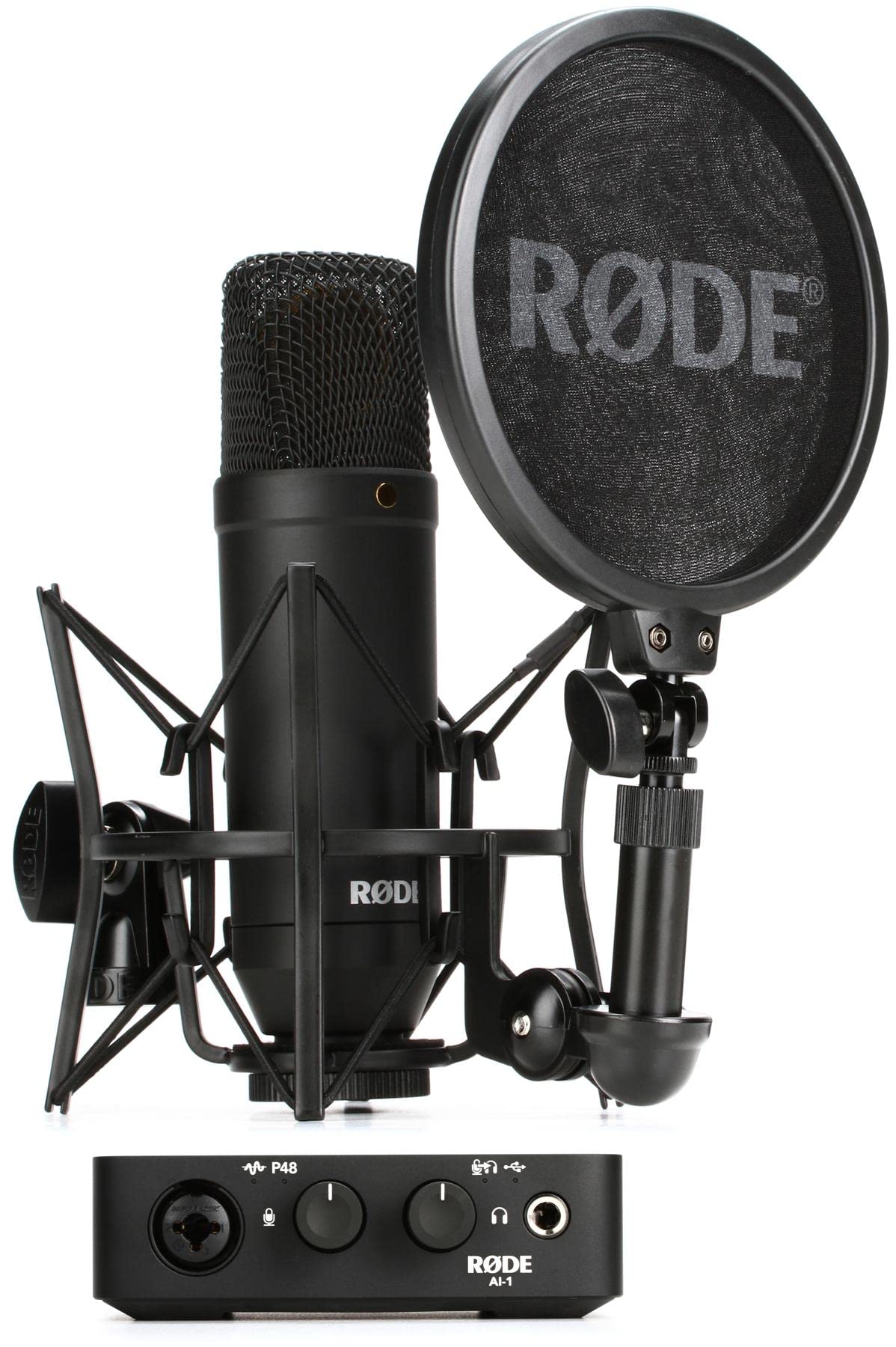 RØDE Complete Studio Kit with NT1 Studio Condenser Microphone & AI-1 Audio Interface for Music Production, Vocal Recording, Streaming and Podcasting