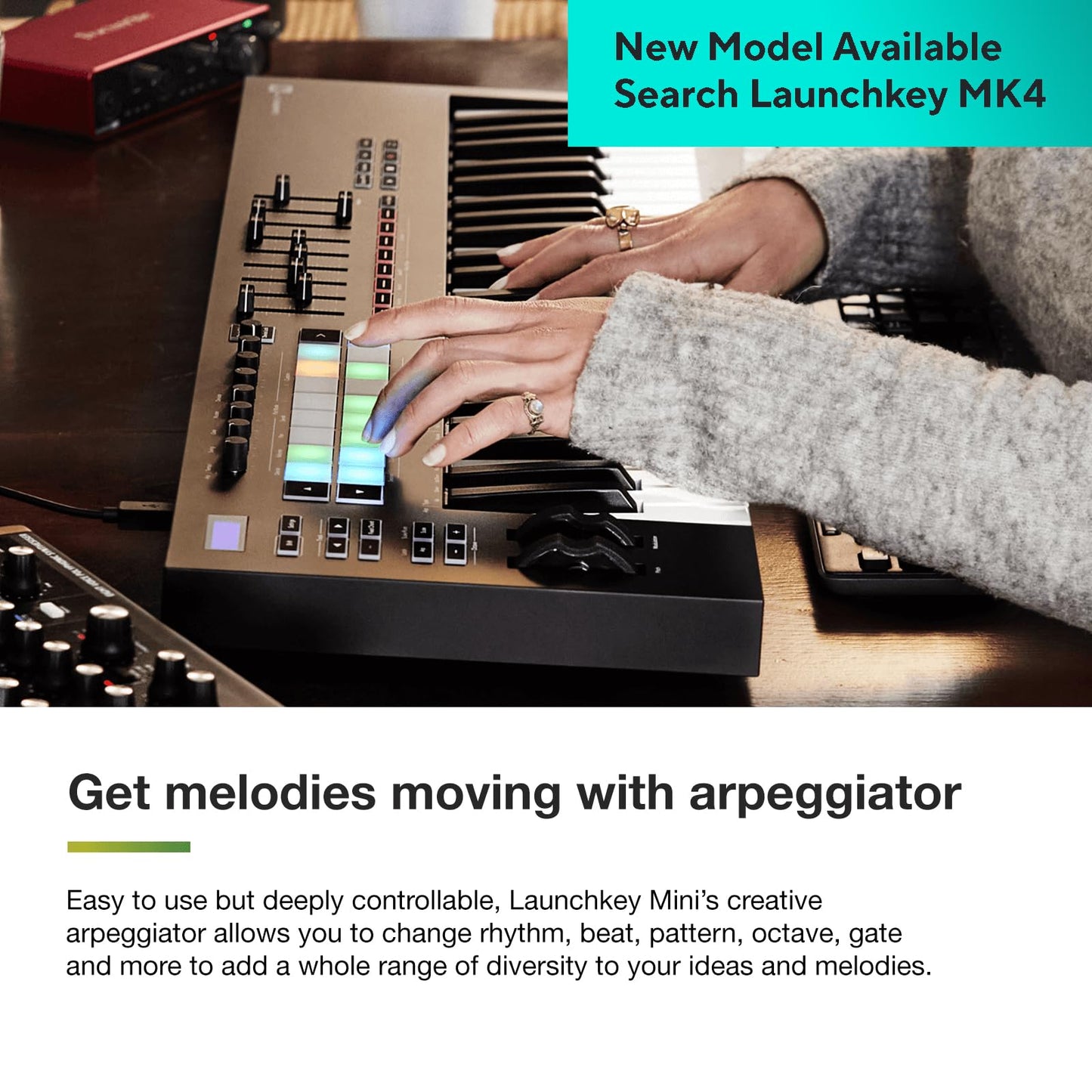 Novation Launchkey 49 [MK3] MIDI Keyboard Controller — Seamless Ableton Live Integration. Chord Mode, Scale Mode, and Arpeggiator. All the software you need for Music Production.