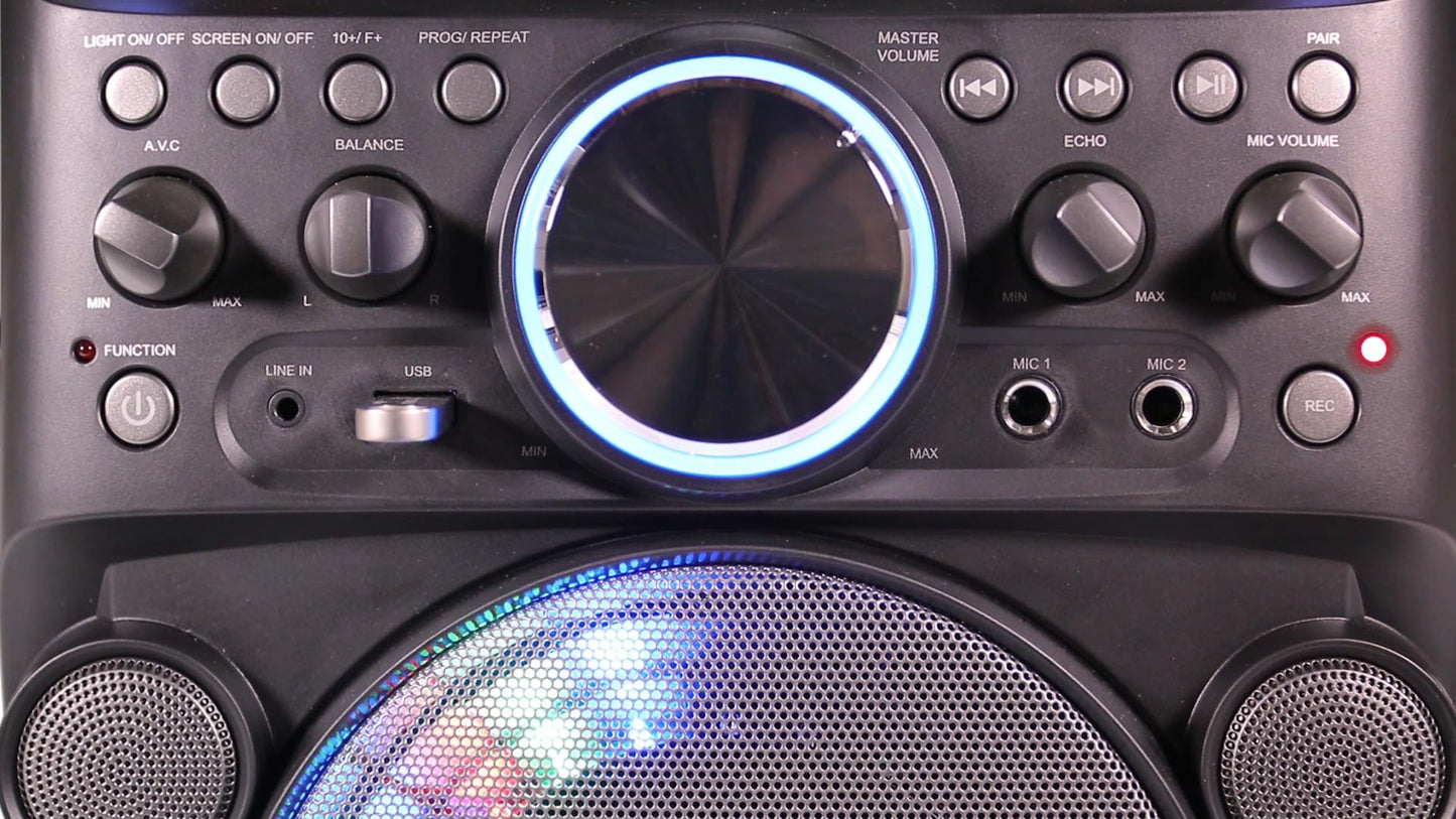 Groovebox Bluetooth CDG Karaoke Machine. Built in Screen & Disco Lights. Includes Songs & Microphones (Wireless Microphones + 200 Songs)