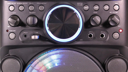 Groovebox Bluetooth CDG Karaoke Machine. Built in Screen & Disco Lights. Includes Songs & Microphones (Wireless Microphones + 200 Songs)