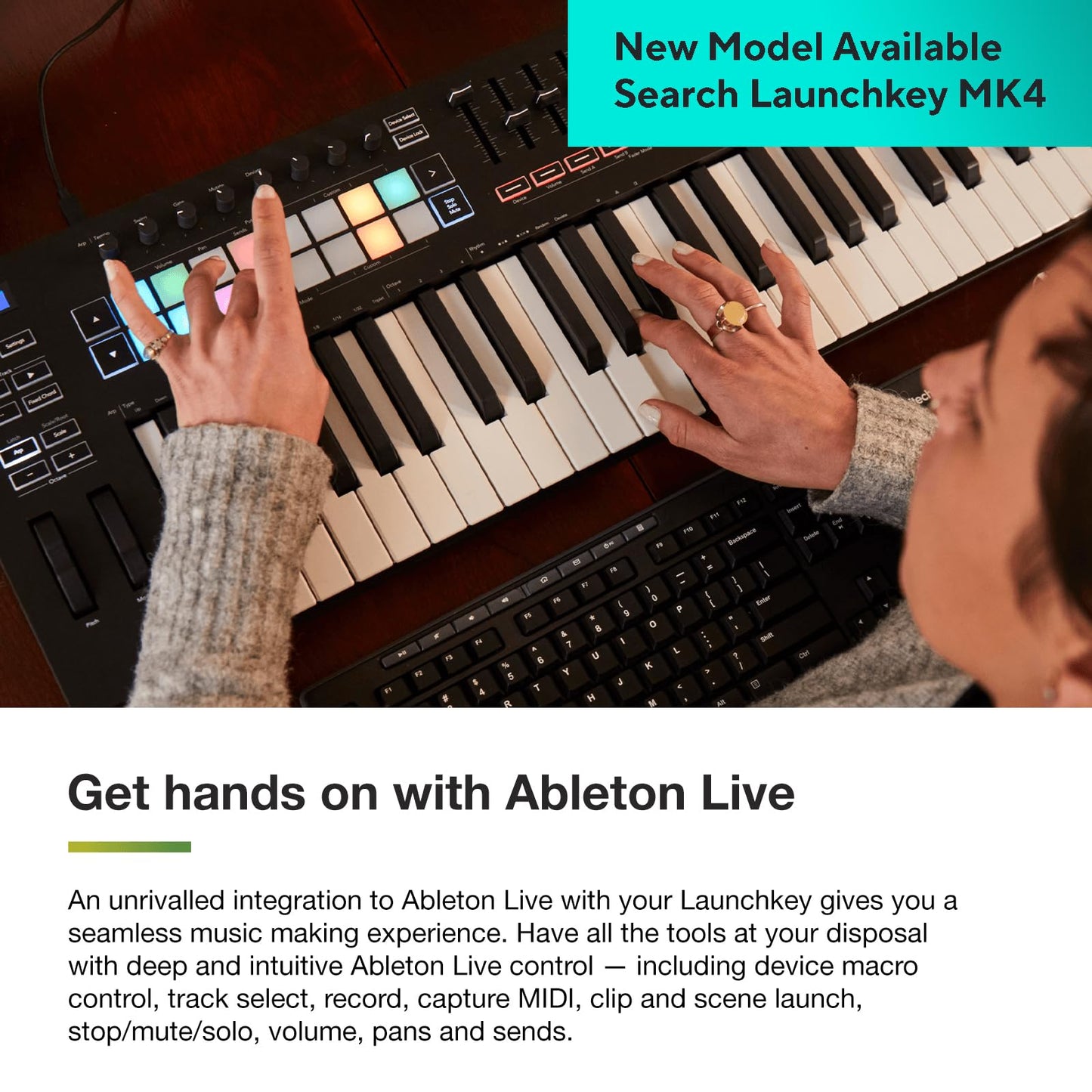 Novation Launchkey 49 [MK3] MIDI Keyboard Controller — Seamless Ableton Live Integration. Chord Mode, Scale Mode, and Arpeggiator. All the software you need for Music Production.