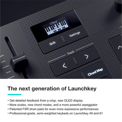 Novation Launchkey 61 [MK4] – 61 key Semi-Weighted, USB, MIDI Keyboard Controller with DAW Integration. Chord & Scale Modes, 8 Drum Pads, & Arpeggiator — Includes Software Bundle for Music Production