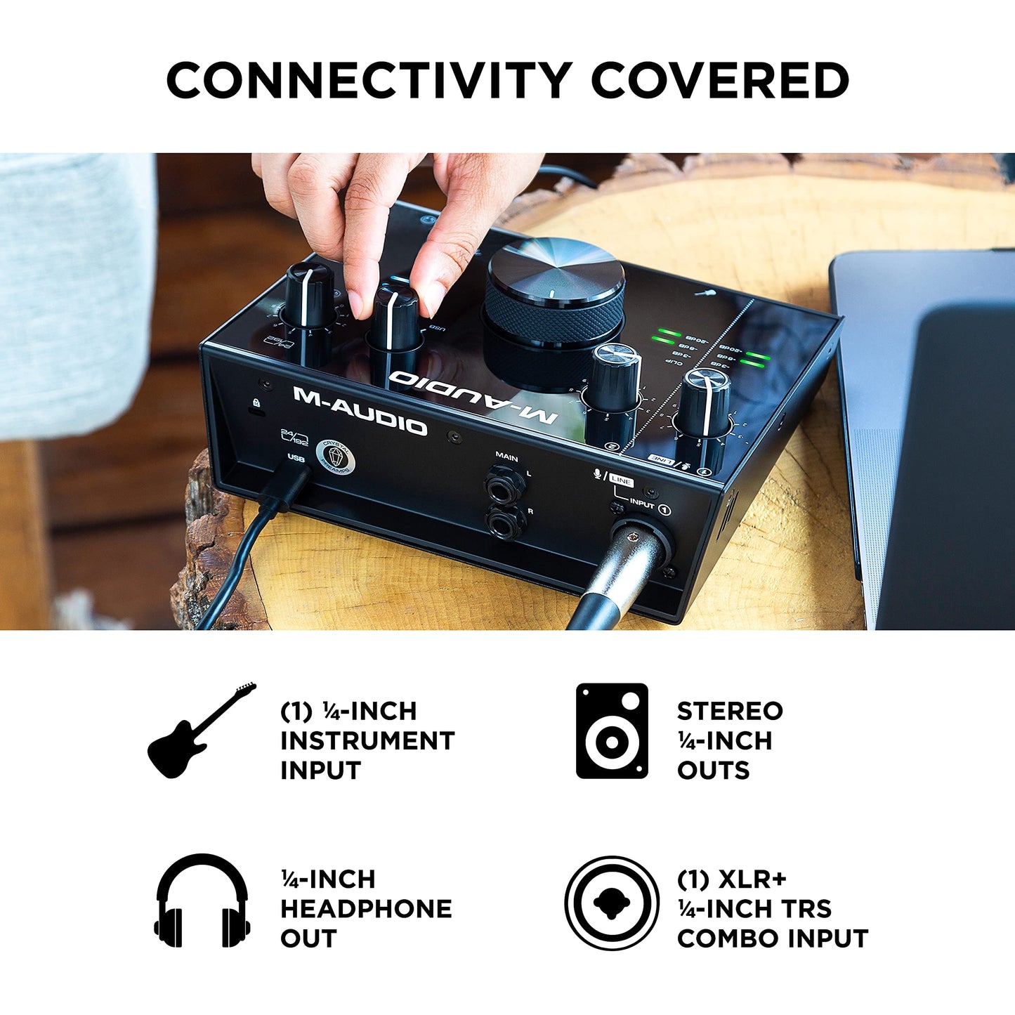 M-Audio USB C Audio Interface, XLR Condenser Microphone and Studio Headphones for Recording, Podcasting, Streaming with HD Sound - AIR192x4VSPro