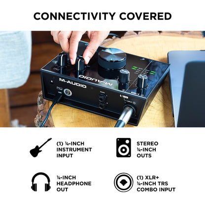 M-Audio USB C Audio Interface, XLR Condenser Microphone and Studio Headphones for Recording, Podcasting, Streaming with HD Sound - AIR192x4VSPro