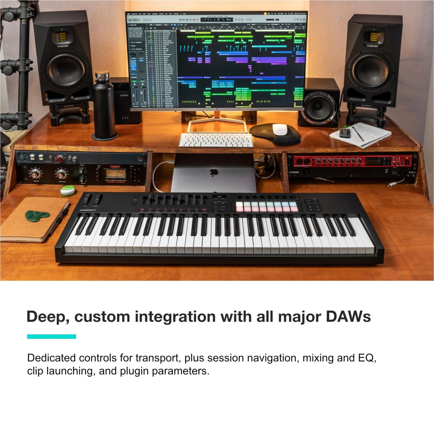 Novation Launchkey 61 [MK4] – 61 key Semi-Weighted, USB, MIDI Keyboard Controller with DAW Integration. Chord & Scale Modes, 8 Drum Pads, & Arpeggiator — Includes Software Bundle for Music Production