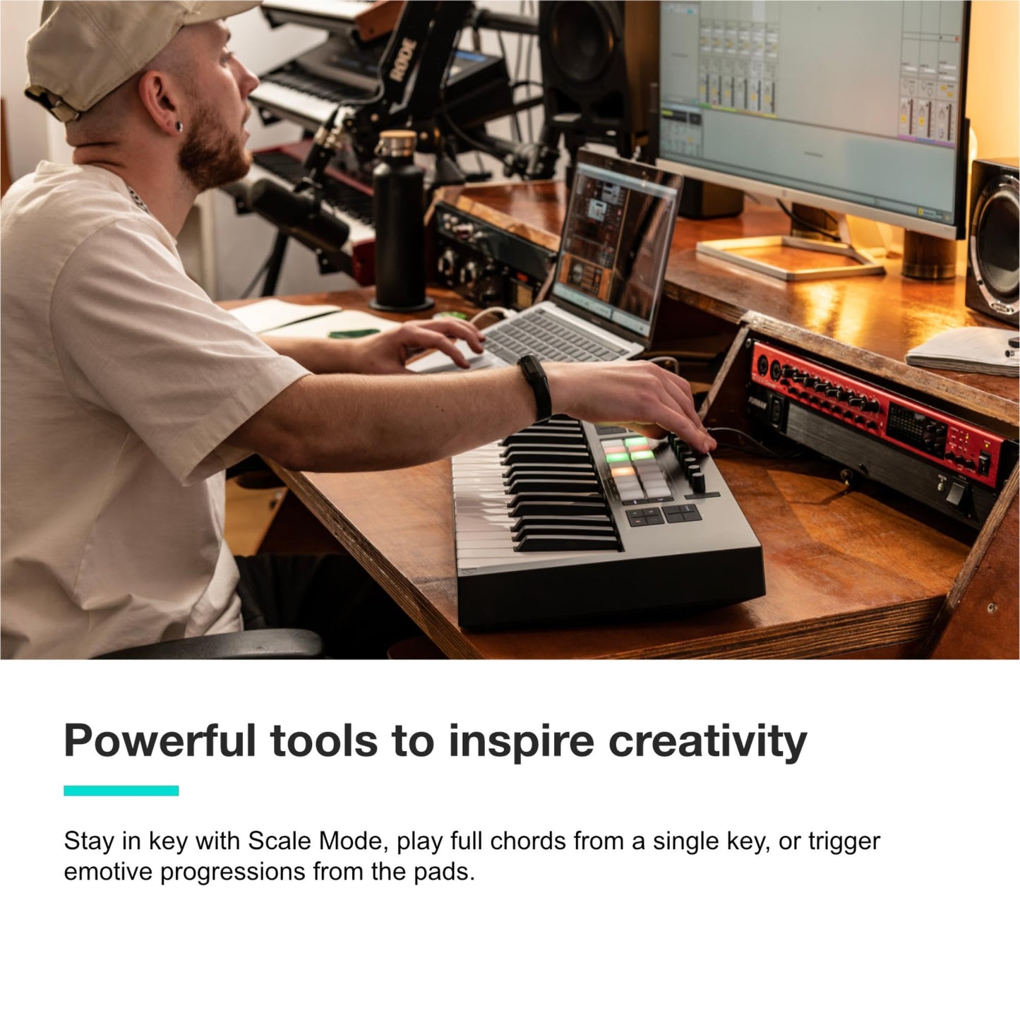 Novation Launchkey 61 [MK4] – 61 key Semi-Weighted, USB, MIDI Keyboard Controller with DAW Integration. Chord & Scale Modes, 8 Drum Pads, & Arpeggiator — Includes Software Bundle for Music Production