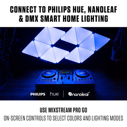 Numark Mixstream Pro Go Portable DJ Controller with Battery, Mixer with Stem Separation, Speakers, WiFi Streaming, Touchscreen, works with Serato DJ