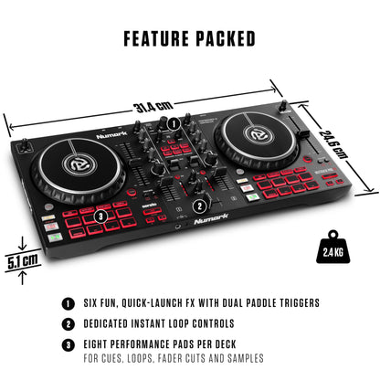 Numark Mixtrack Pro FX Serato DJ Controller with 2 Decks, Mixer, Effects Paddles and Audio Interface