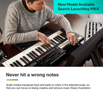 Novation Launchkey 49 [MK3] MIDI Keyboard Controller — Seamless Ableton Live Integration. Chord Mode, Scale Mode, and Arpeggiator. All the software you need for Music Production.