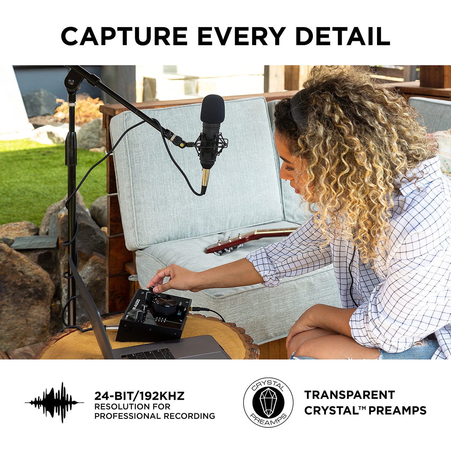 M-Audio USB C Audio Interface, XLR Condenser Microphone and Studio Headphones for Recording, Podcasting, Streaming with HD Sound - AIR192x4VSPro