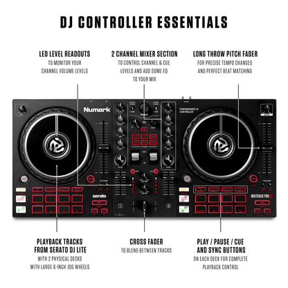 Numark Mixtrack Pro FX Serato DJ Controller with 2 Decks, Mixer, Effects Paddles and Audio Interface