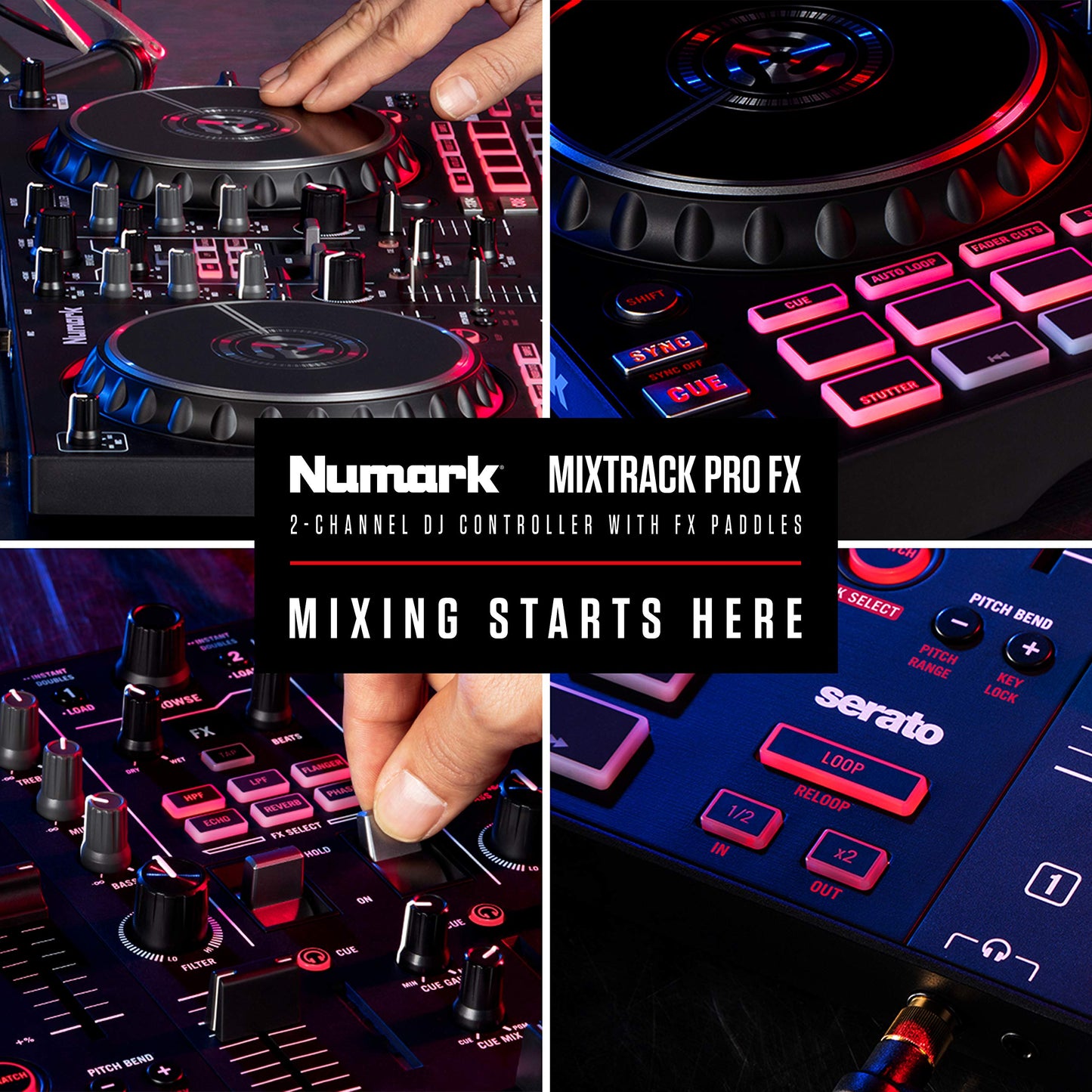 Numark Mixtrack Pro FX Serato DJ Controller with 2 Decks, Mixer, Effects Paddles and Audio Interface